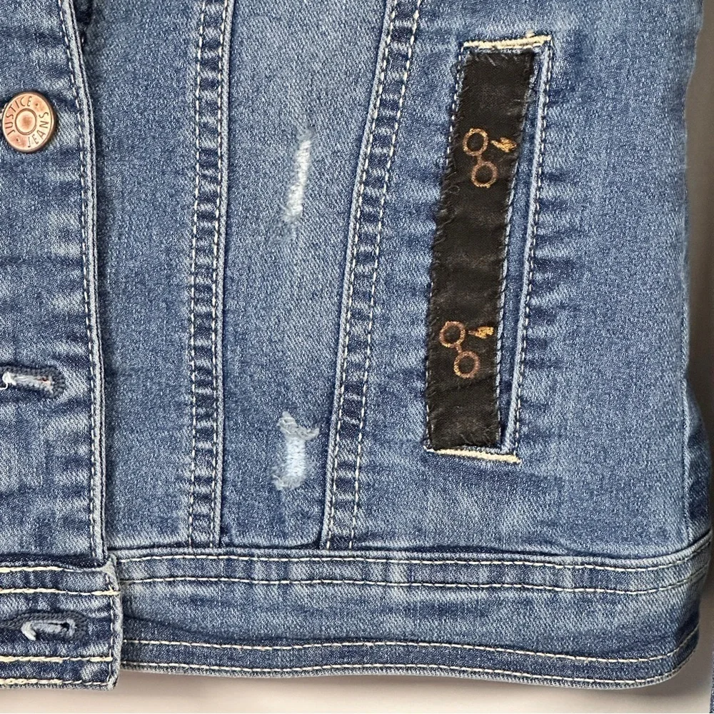 Harry Potter Fans! Harry Potter fabric on an Upcycled Justice Denim Jacket, 12